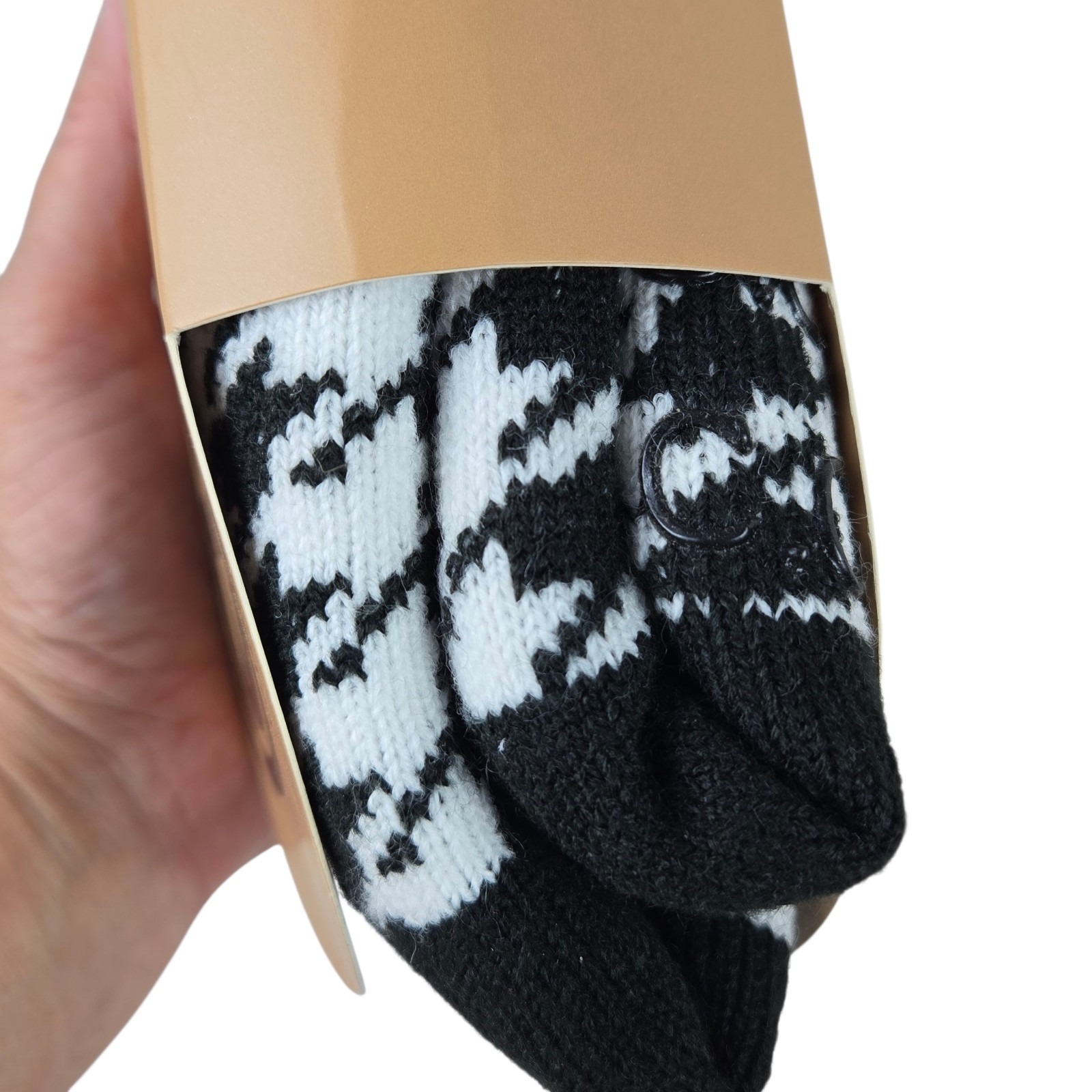 Girlie Girl Originals Socks Sherpa Lined Houndstooth Black White Size L Nwt — image 2 of 5